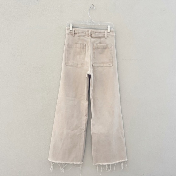Zara The Marine Wide Leg Jeans 8 Tan Denim Stretch Casual High Rise Minimalist - Picture 7 of 12